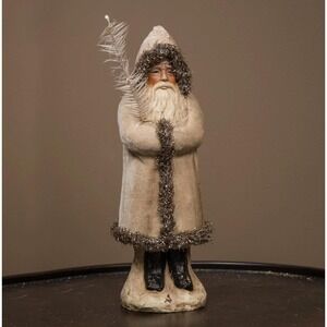 Ragon House Christmas 12" Ivory Velvet Belsnickle Santa Figurine NEW